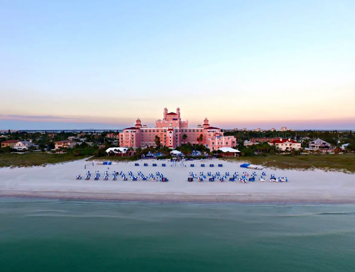 aerial shot of the don cesar hotel